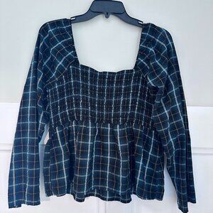 Old Navy Plaid Peplum Blouse